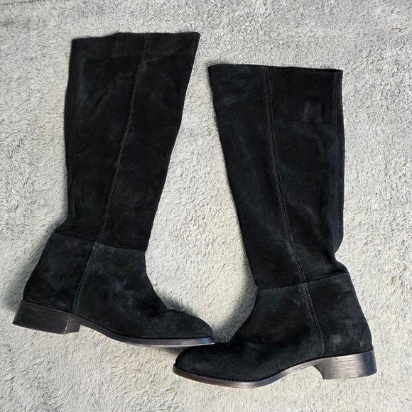 Vintage Foundry Co Suede Leather Knee High Black Western Boots Womens 7.5 - Picture 2 of 5